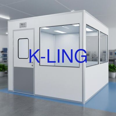 ISO 5 Κλάση 100 Μονουλικό καθαρό δωμάτιο με πυρόστατη πόρτα και διπλό στρώμα γυάλινου κενού